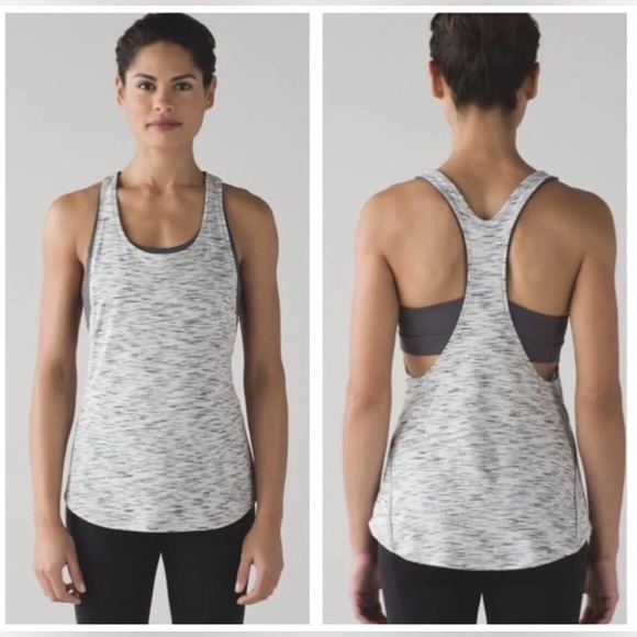 Lululemon On Track Tank 2 In 1 Gray Tiger Space Dye (Size 6) - Picture 1 of 11